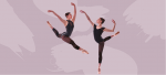 Deux danseuses en saut sur un fond mauve